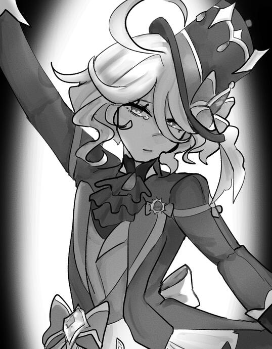Monochrome halfbody